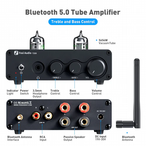 Fosi Audio T20X Bluetooth Tube Amplifier Headphone1 Fosi Audio T20X Bluetooth Tube Amplifier Headphone1
